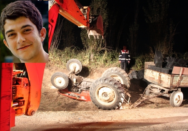 DEVRİLEN TRAKTÖRÜN ALTINDA CAN VERDİ