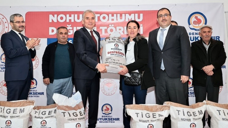 BÜYÜKŞEHİR’DEN ÇİFTÇİLERE NOHUT TOHUMU DESTEĞİ