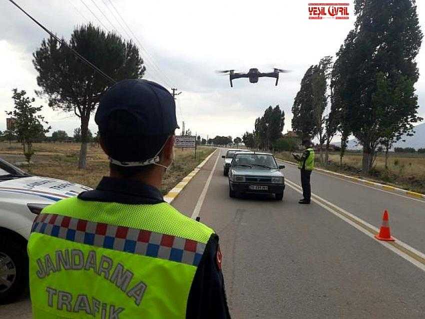 IŞIKLI KÖPRÜSÜNDE HELİKOPTERLİ DENETİM YAPILDI