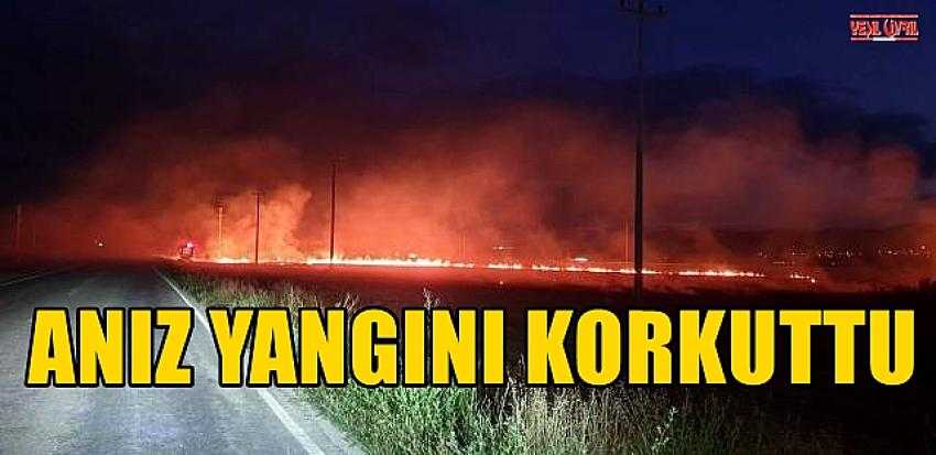 ANIZ YANGINI KORKUTTU. ALEVLER GÖKYÜZÜNÜ AYDINLATTI