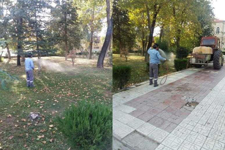 PARK, OKUL VE RESMİ DAİRE BAHÇELERİNDE İLAÇLAMALAR DEVAM EDİYOR