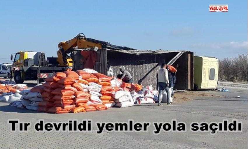 KONTROLDEN ÇIKAN TIR DEVRİLDİ: 1 YARALI