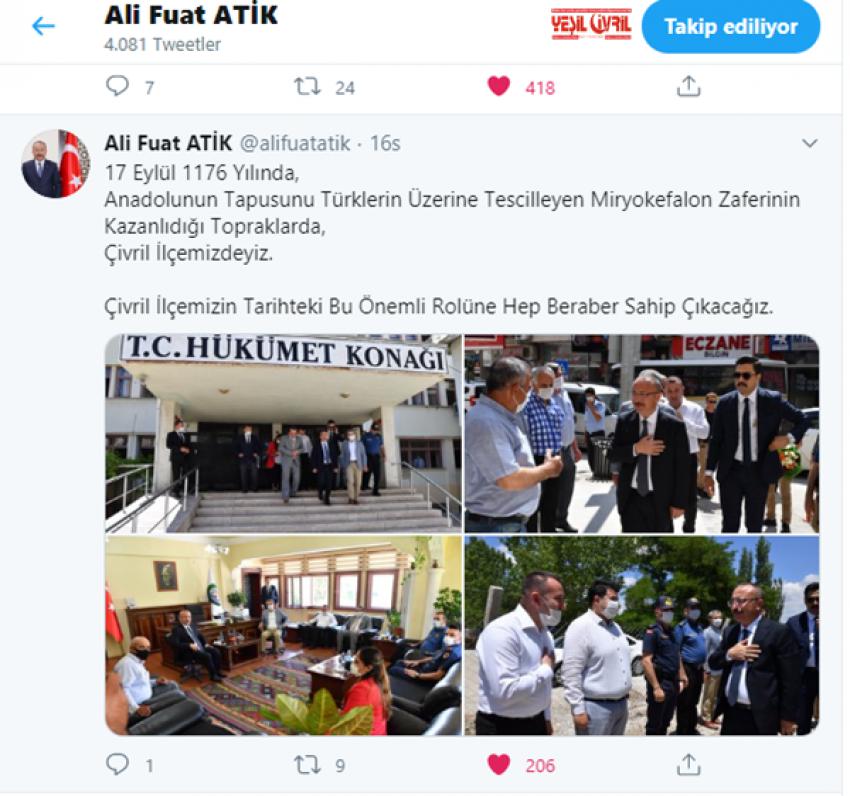 VALİ’DEN ANLAMLI MİRYOKEFALON VE ÇİVRİL PAYLAŞIMI
